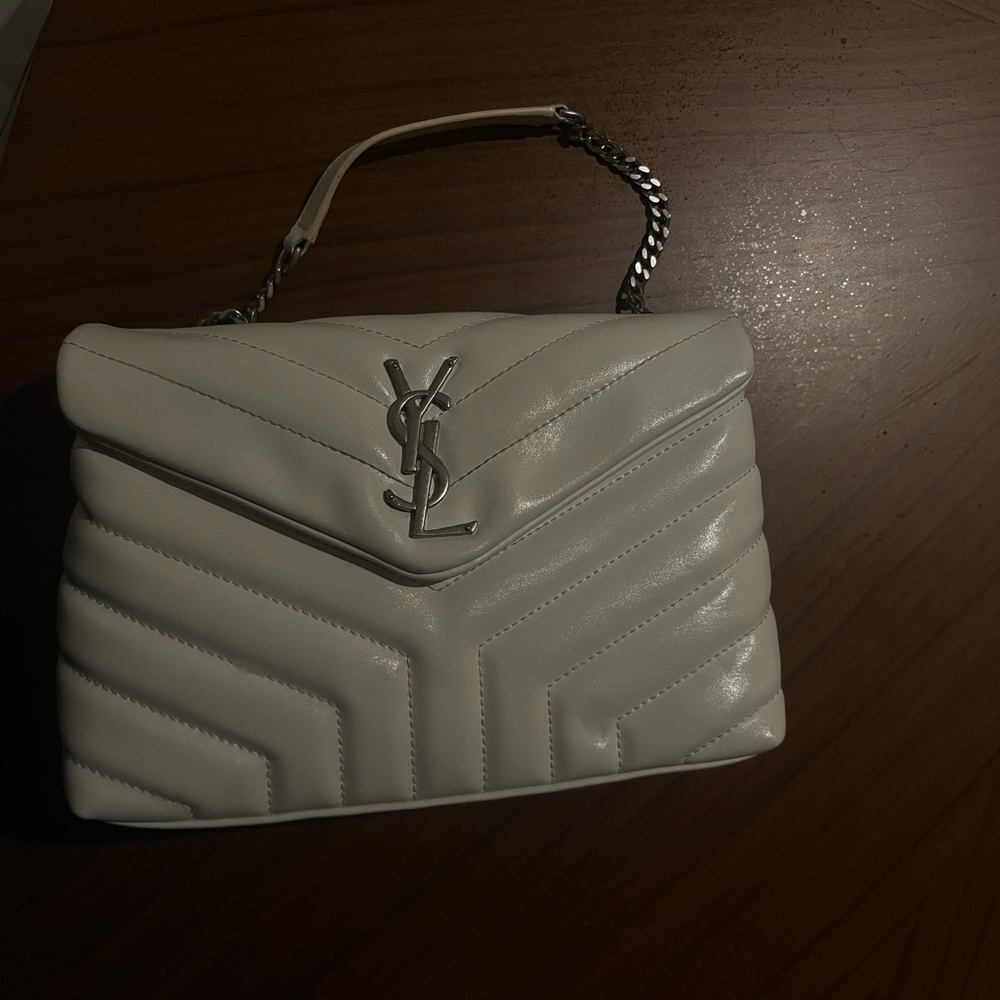 Saint Laurent White Leather Loulou Bag